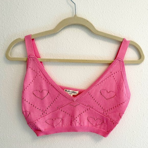 For Love And Lemons Tops - NEW, NEVER WORN For Love & Lemons Pink Heart Knit Crop Tank Top, Size Womens S